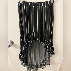 Express Black and White High-Low Striped Skirt